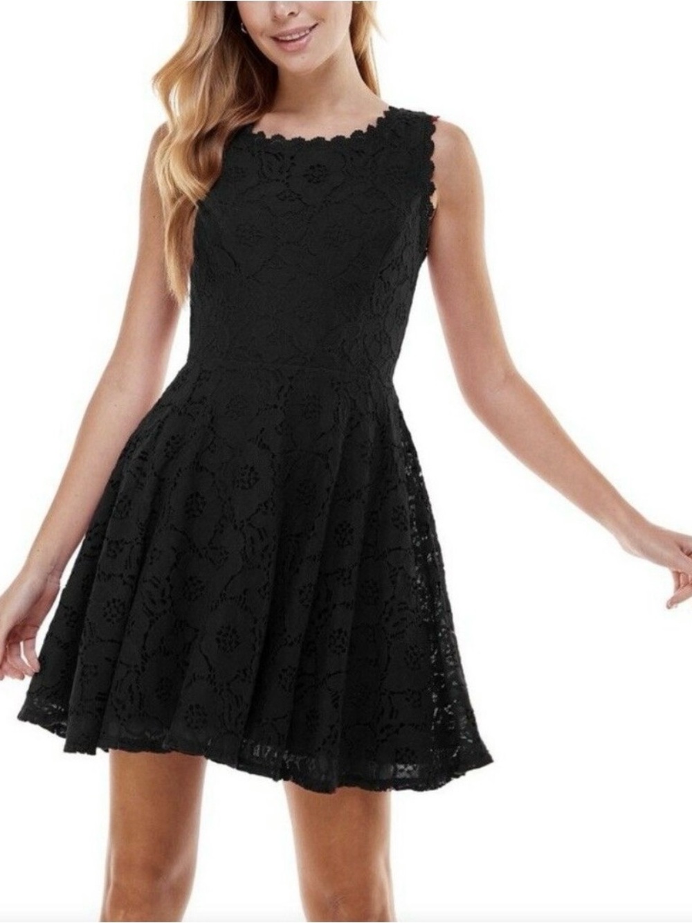 City Studio Black Lace Fit & Flare Dress for Girls/Teens